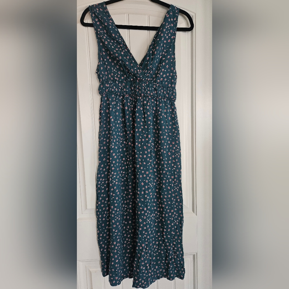 Roxy Floral Sleeveless Dress Color: Blue/Green/Turquoisey